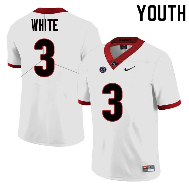 Youth Georgia Bulldogs #3 Zamir White College Football Jerseys Sale-White